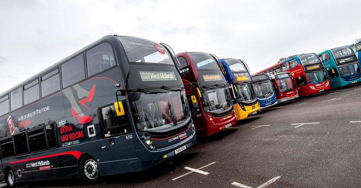 A line of buses