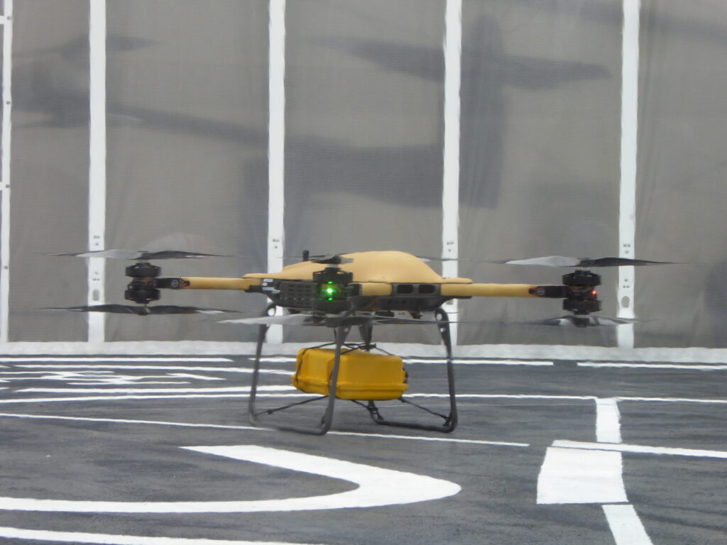 One of the drones ready for take off