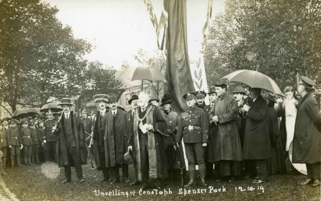 Image of war memorial being insalled in Spencer Park