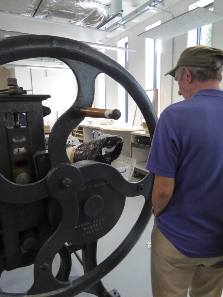 An old printing machine at the Delia Derbyshire Building