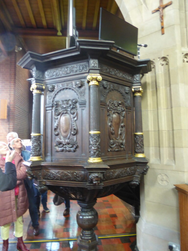 The pulpit at St Barbaras Church