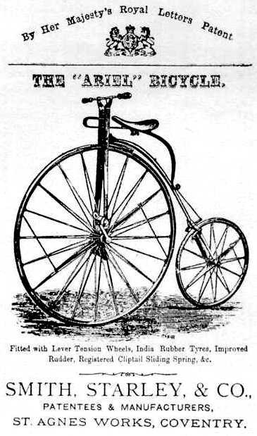 Image of an old advertsement for the Ariel Bicycle