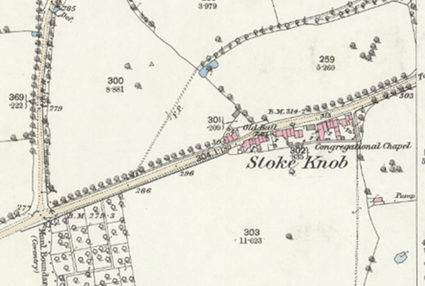 Old map of Stoke Knob should location of old chapel