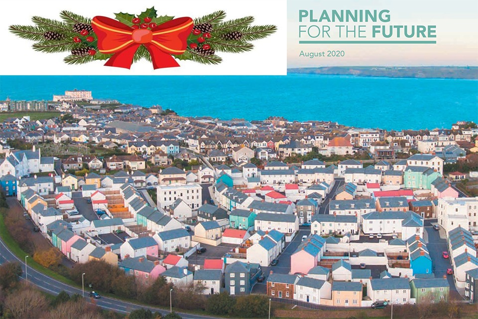 Image showing the front cover of Planning forthe Futrue, with a Xmas image superimposed.