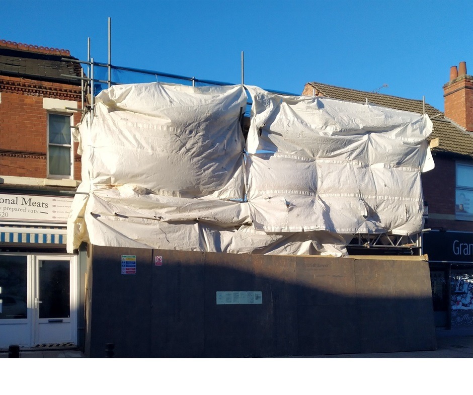 Image of the demolished 34 and 36 Earlsdon Street taken on 2nd January 2025