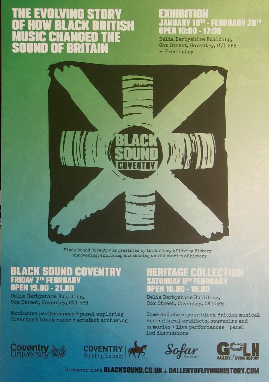 Poster for the Black Sounds Coventry exihibition. 