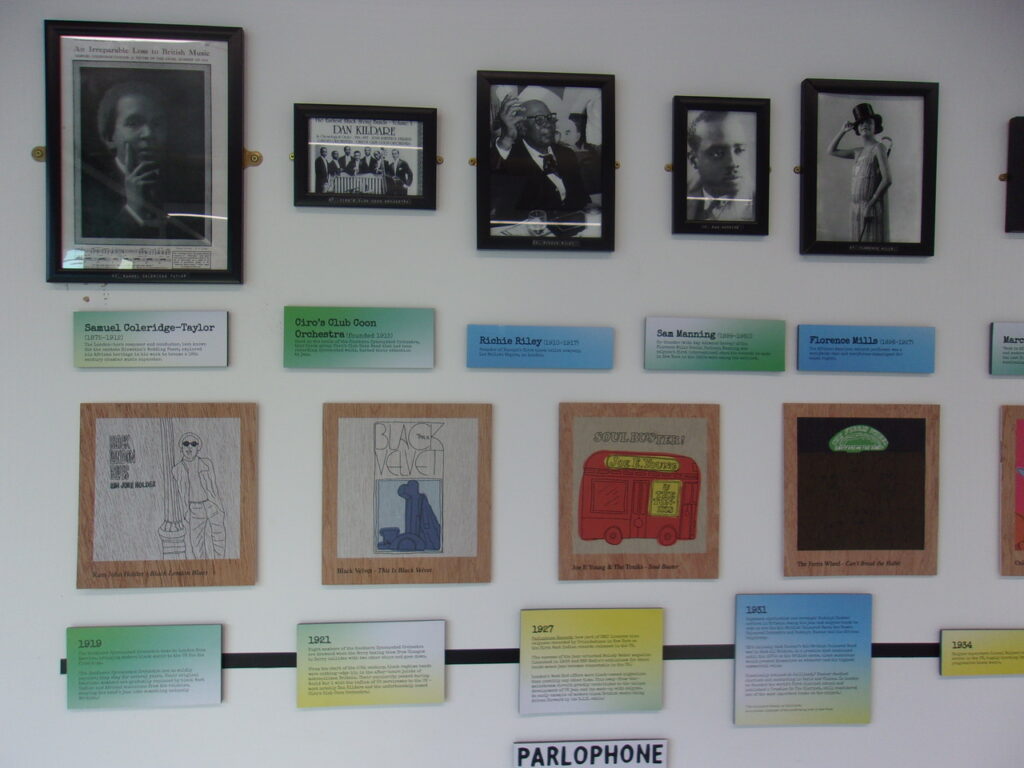 Photo of the Black Sounds exhbition at the Delia Derbyshire building