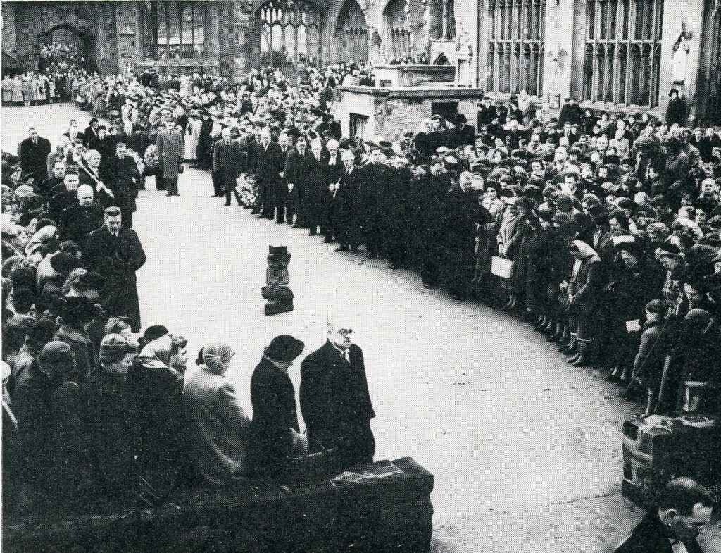 Photograph of memoril service in the Old Cathedral. 