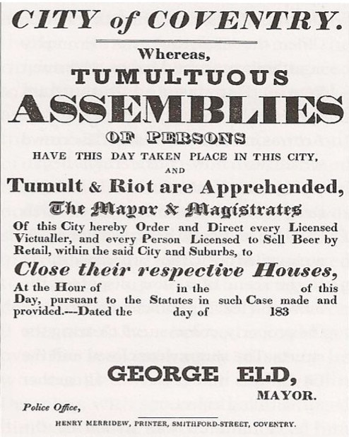 Image of an old poster about tumultous assemblies. 