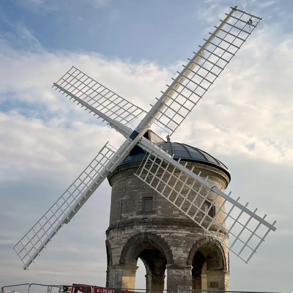 Recent photo of Cheseleton Windmill with its new sails.