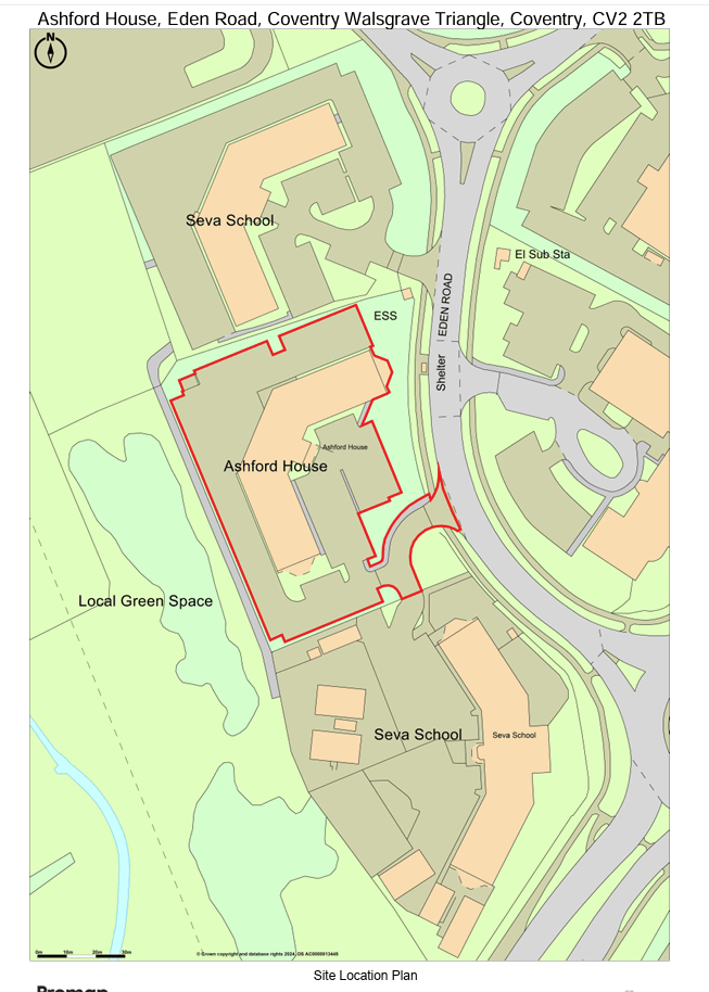 Map showing the location of Ashford House in the Walsgrave Triangle